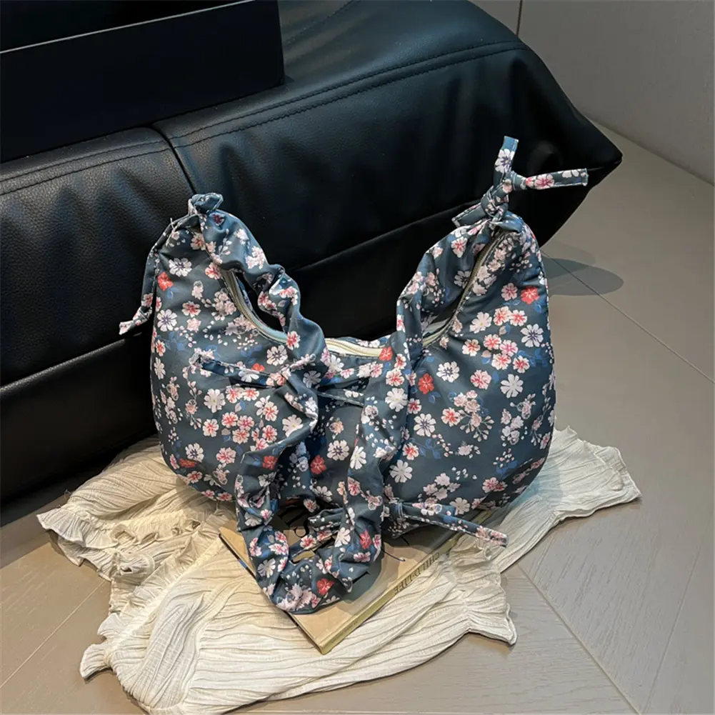 Bow Purse Shoulder Bag Underarm Crescent Bag Cute Clutch Handbag for Women Girls