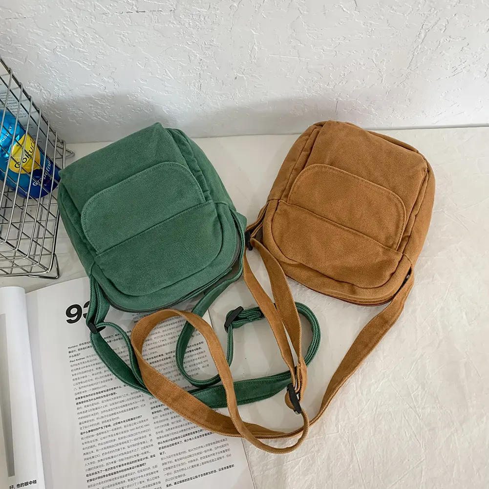 Crossbody Bag for Women Adjustable Strap Handbag Canvas Solid Color Satchel Purse Clutch Purse for Travel Commuting