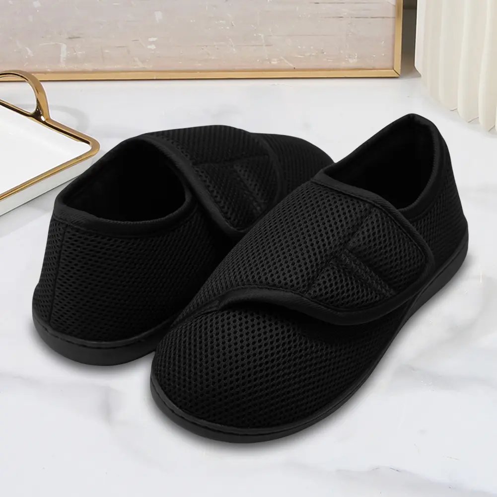 Unisex Diabetic Shoes Wide Walking Shoes Non-Slip Slip-On Orthopedic Shoes Plush Lining Lightweight Edema Sneakers for Elderly