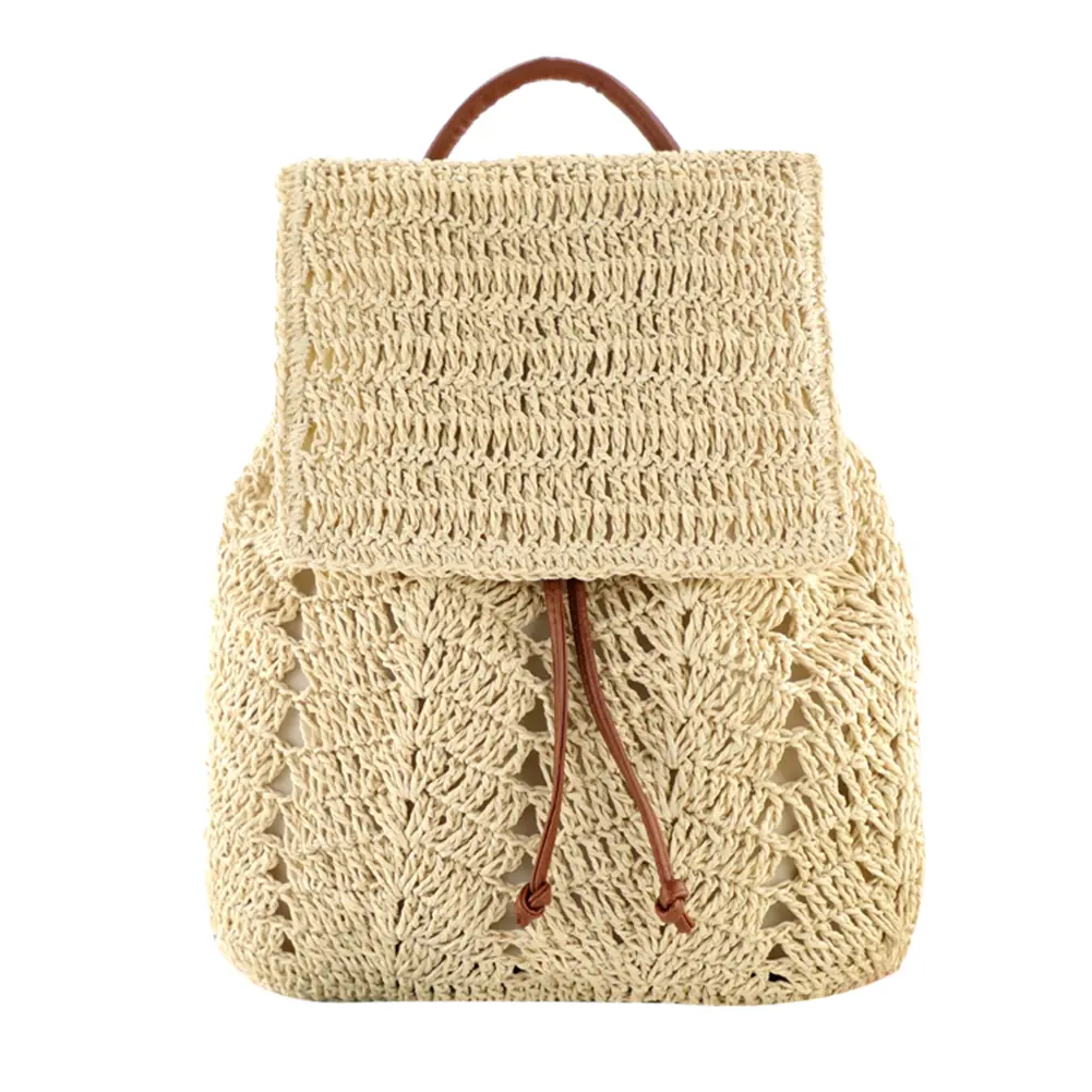 Stylish Hand Woven Women Straw Backpack Beach Shoulder Bag Ideal for Summer Travel and Vacation Use
