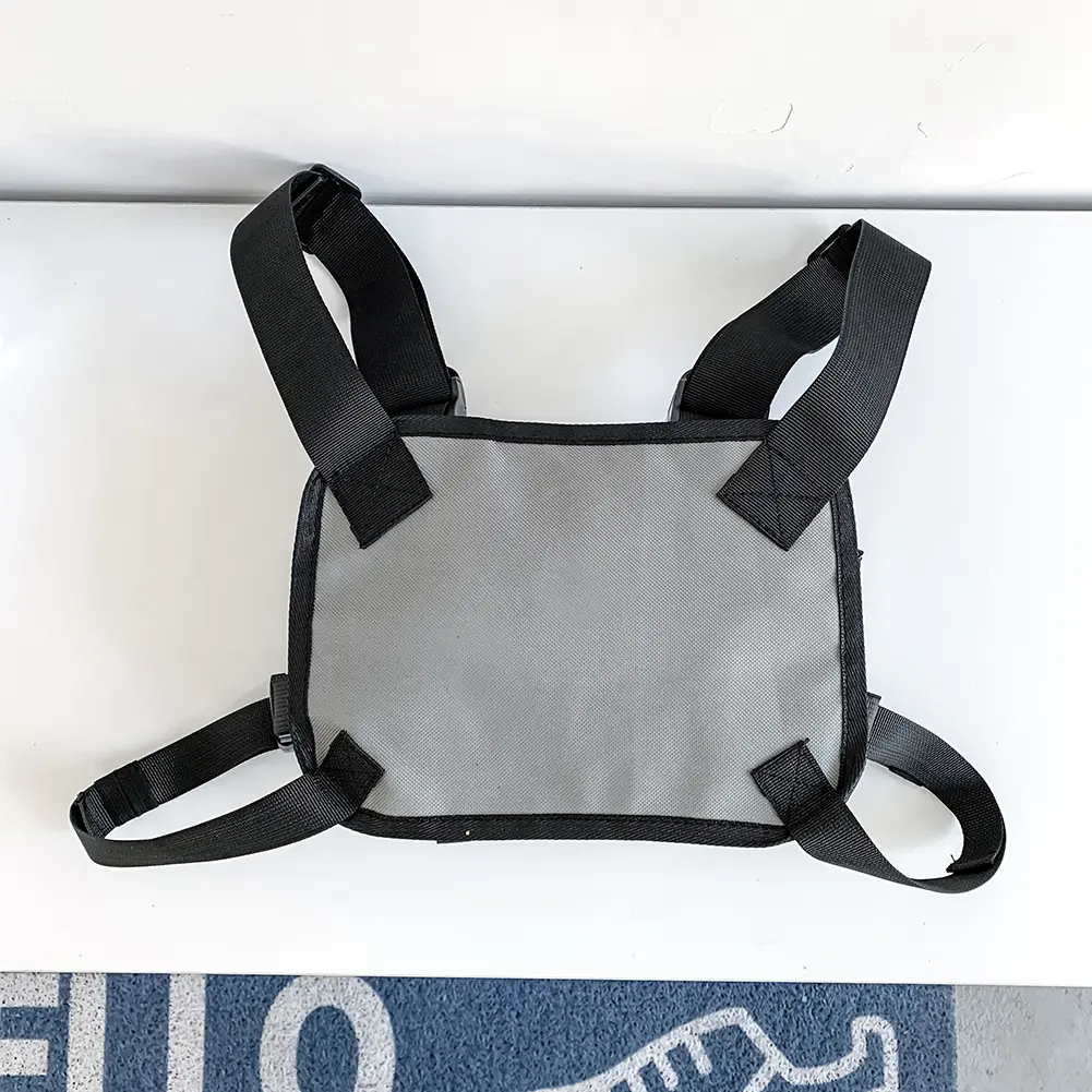 Unisex Oxford Cloth Casual Vest Utility Chest Bag Hip-Hop Zipper Vest Waist Bags