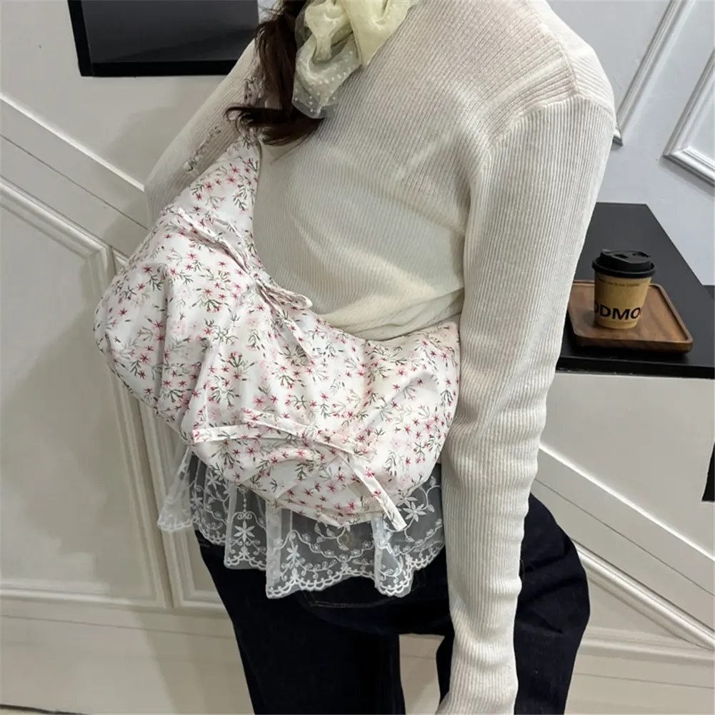 Bow Purse Shoulder Bag Underarm Crescent Bag Cute Clutch Handbag for Women Girls