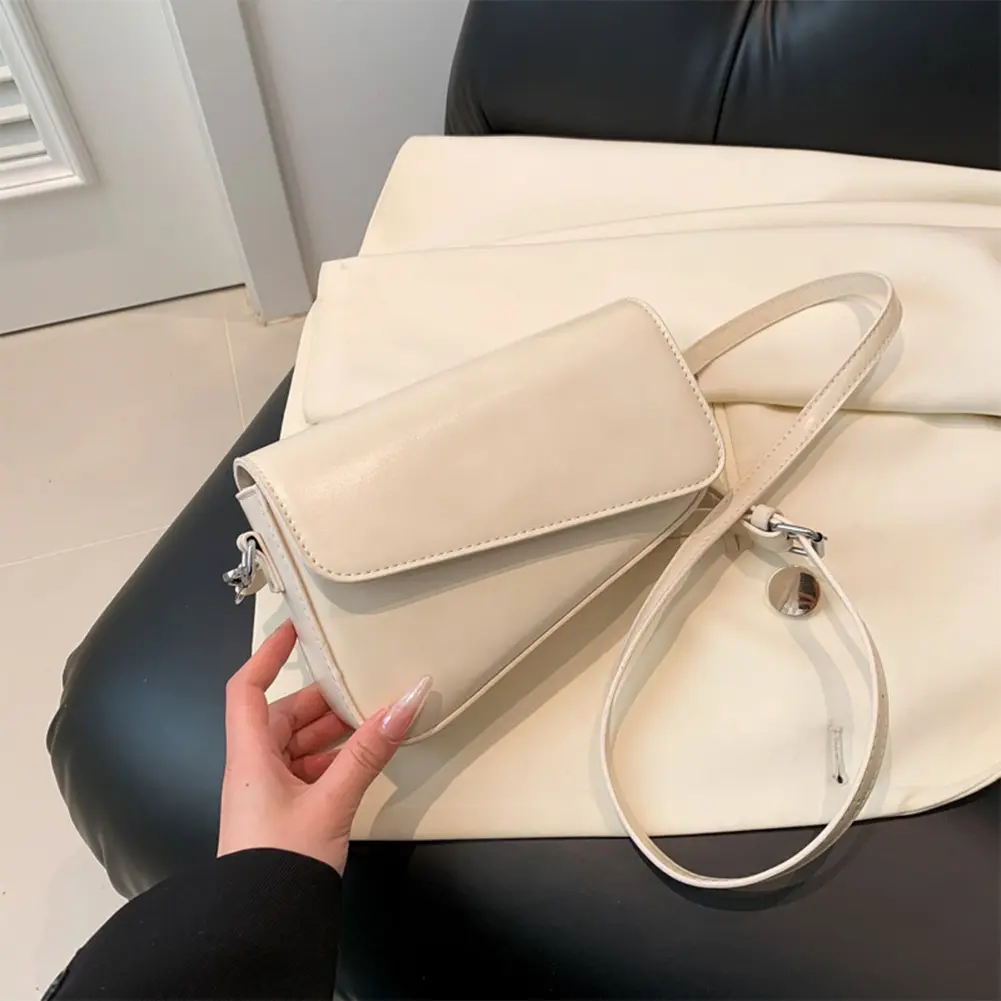 Women PU Small Square Bag Solid Color Flap Shoulder Bag All-Match Stylish Crossbody Bag Adjustable Strap Hobo Sling Bag