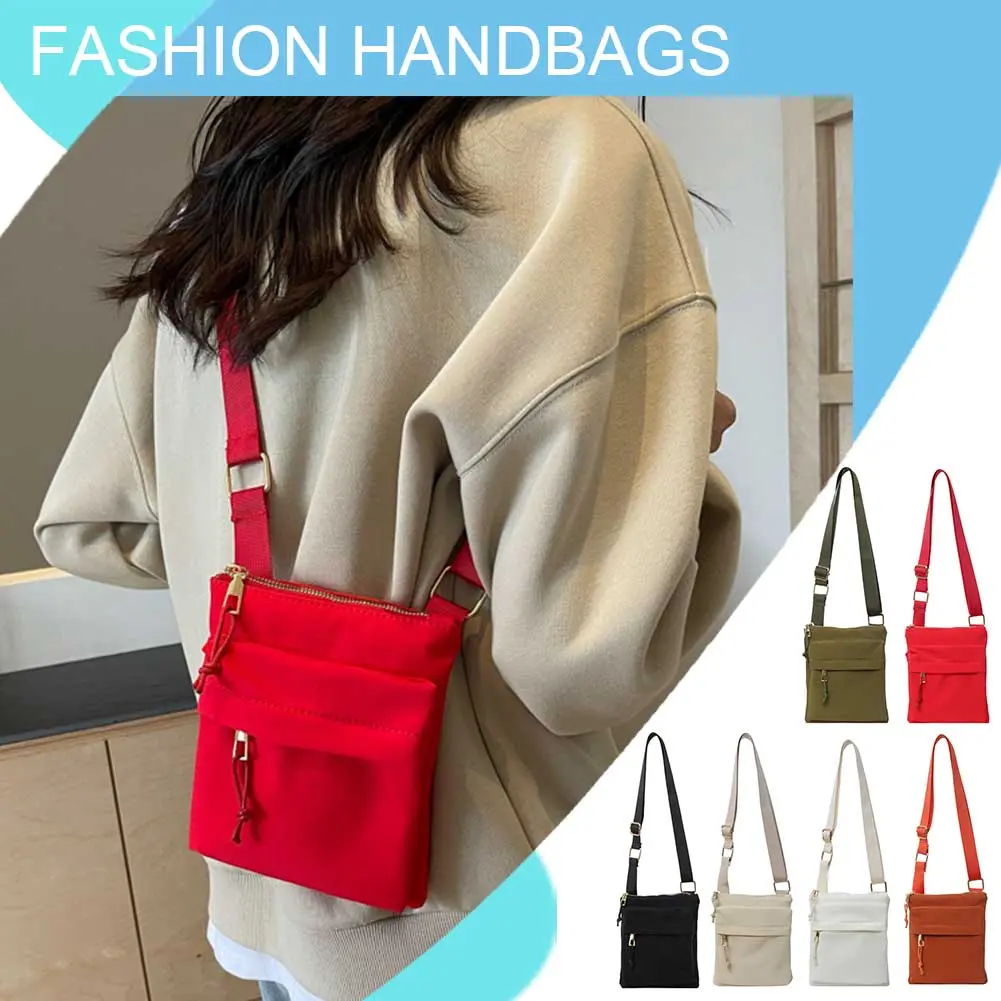 Unisex Small Square Bag Adjustable Strap Classic Shoulder Bag Solid Color Simple Satchel Bag Female Male Outdoor Bag