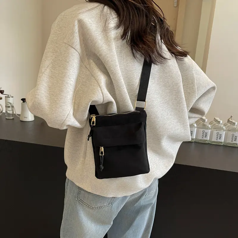 Unisex Small Square Bag Adjustable Strap Classic Shoulder Bag Solid Color Simple Satchel Bag Female Male Outdoor Bag