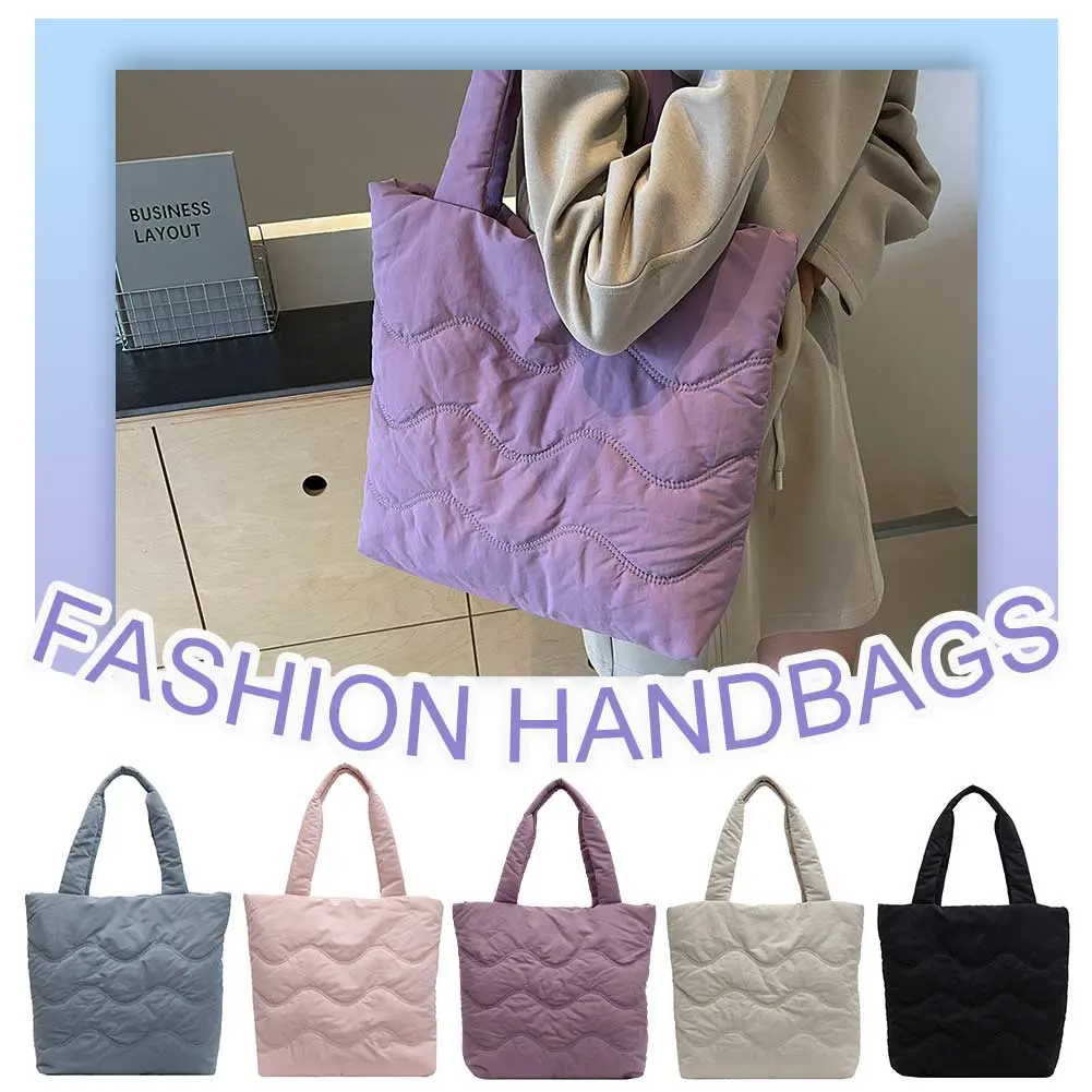 Puffer Tote Bag for Women Quilted Shoulder Bag with Zipper Handbag Underarm Bag for Commuting Shopping