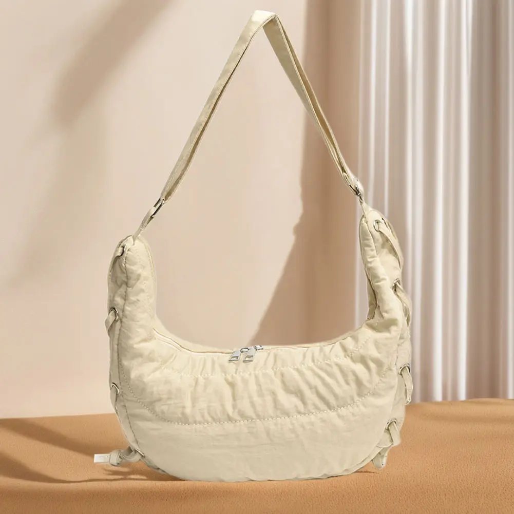 Women Fashion Shoulder Bag Large Capacity Crescent Crossbody Bag Adjustable Strap Daily Messenger Bag Simple Satchel Bag