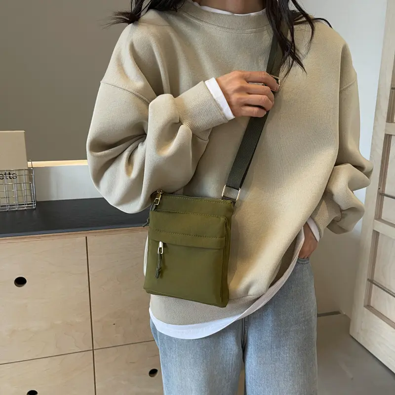 Unisex Small Square Bag Adjustable Strap Classic Shoulder Bag Solid Color Simple Satchel Bag Female Male Outdoor Bag