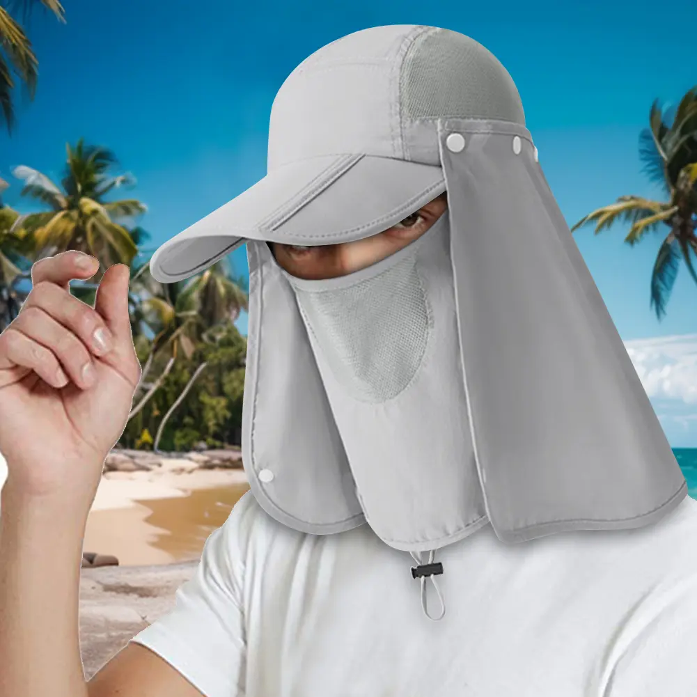 Unisex Detachable Sun Hat UV Protection Removable Sunshade Hat Breathable Ear Neck Cover Caps Quick Drying for Outdoor Hiking