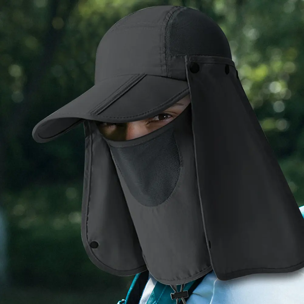 Unisex Detachable Sun Hat UV Protection Removable Sunshade Hat Breathable Ear Neck Cover Caps Quick Drying for Outdoor Hiking