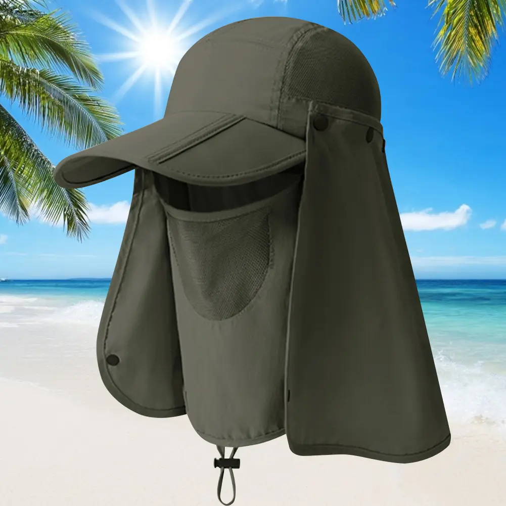 Unisex Detachable Sun Hat UV Protection Removable Sunshade Hat Breathable Ear Neck Cover Caps Quick Drying for Outdoor Hiking