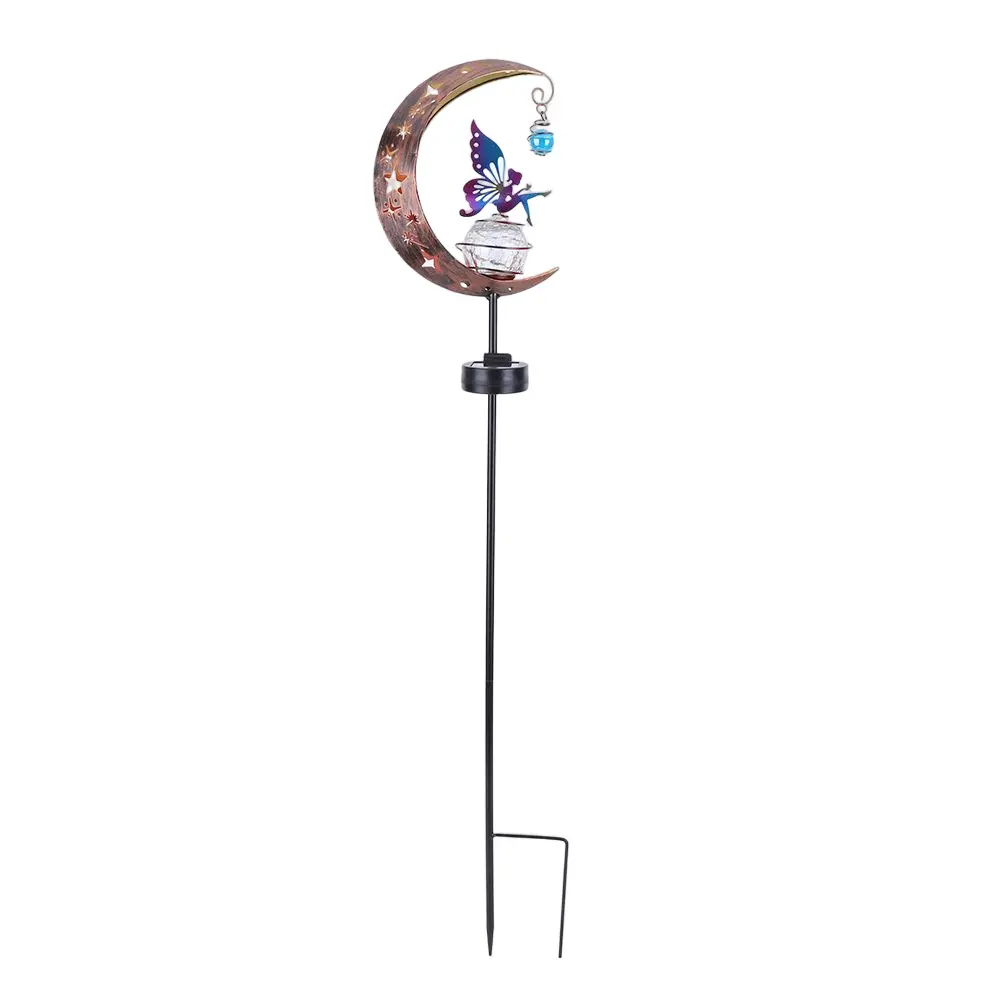 Garden Decoration Lamp 600MAH Solar Garden Light Waterproof LED Glass Ball Garden Light Iron Art Moon Fairy Light for Lawn Patio