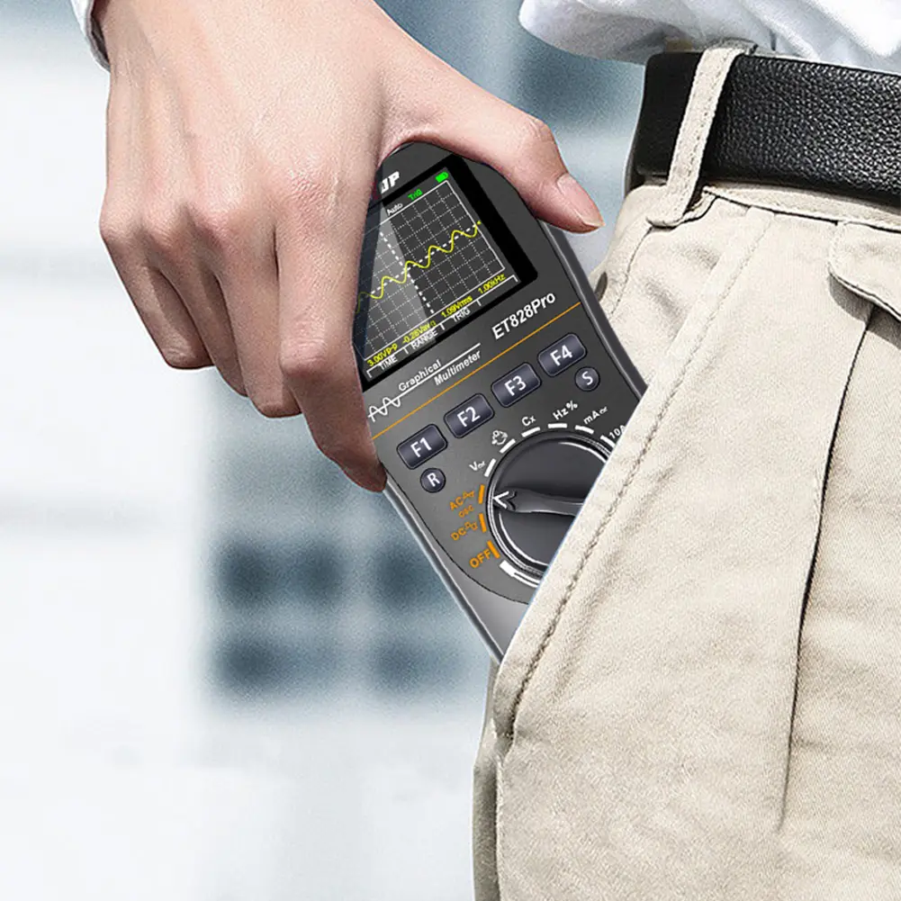 ET828Pro True RMS Multimeter and Handheld Oscilloscope with 6000 Counts 2.4inch Color Display for Voltage Current Resistance