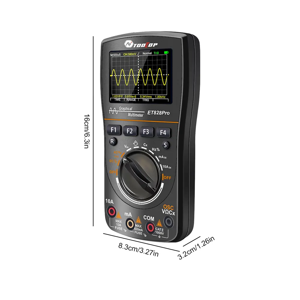 ET828Pro True RMS Multimeter and Handheld Oscilloscope with 6000 Counts 2.4inch Color Display for Voltage Current Resistance