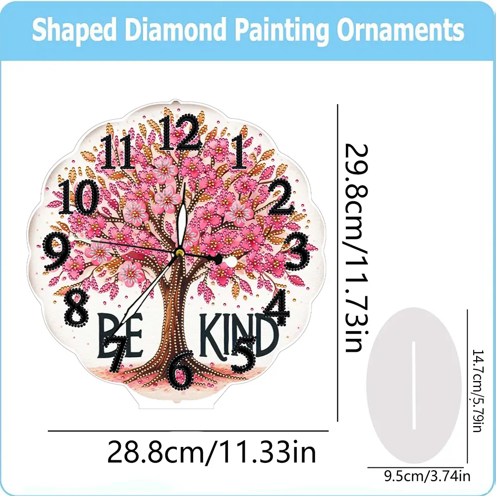 Acrylic Special Shape Tree Of Life 5D Diamond Painting Clock Art Craft Diamond Art Clock Ornaments Kit Living Room Decoration