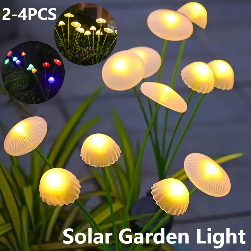 2/4Pcs Mushroom Garden Stake Light Auto On/Off Outdoor Mushroom LED Light Waterproof Decorative Landscape Light 6 Head for Yard