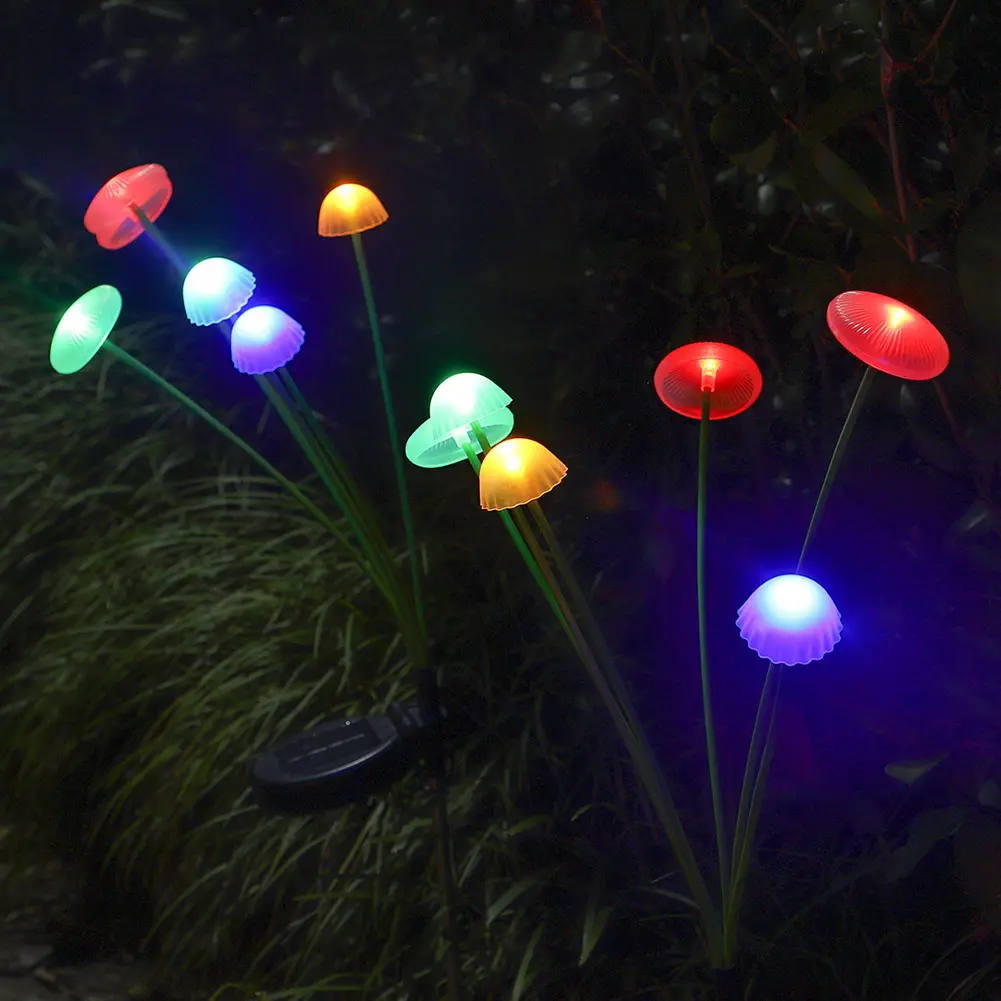 2/4Pcs Mushroom Garden Stake Light Auto On/Off Outdoor Mushroom LED Light Waterproof Decorative Landscape Light 6 Head for Yard