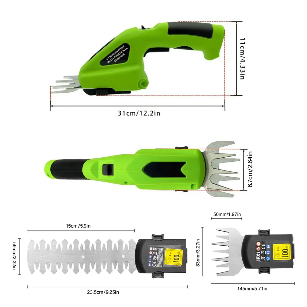 Lightweight Cordless Electric Hedge Trimmer and Grass Shear with 2000mAh Battery for Easy Outdoor Gardening