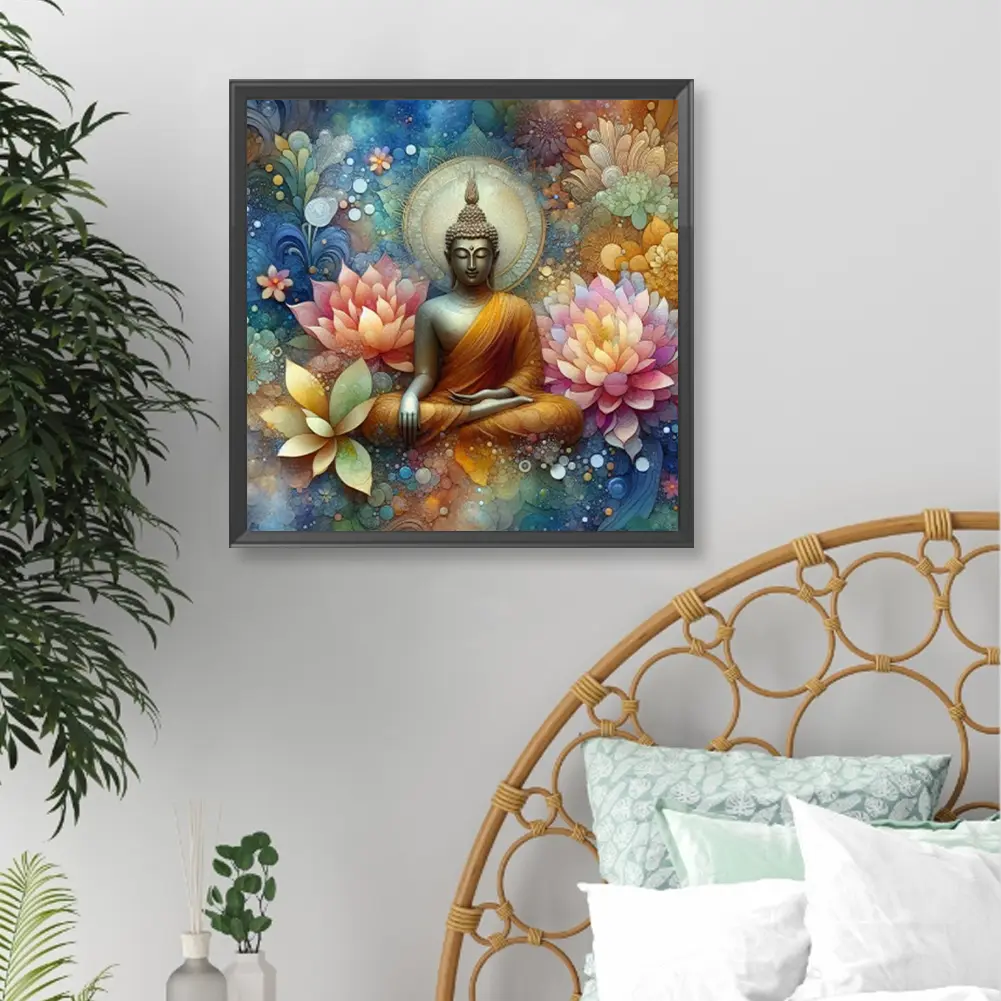 Buddha 5D DIY Full Drill Round Diamond Painting Kit for Home Wall Decor