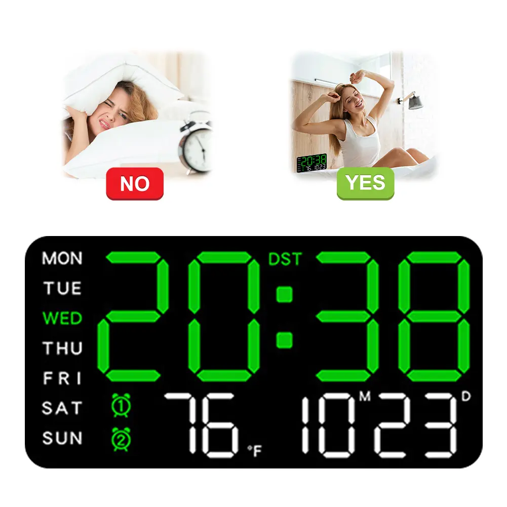 Digital Alarm Clock Electronic Wall Clock Multifunctional Boarderless Wall-mounted Clock Desk Alarm Clock for Students