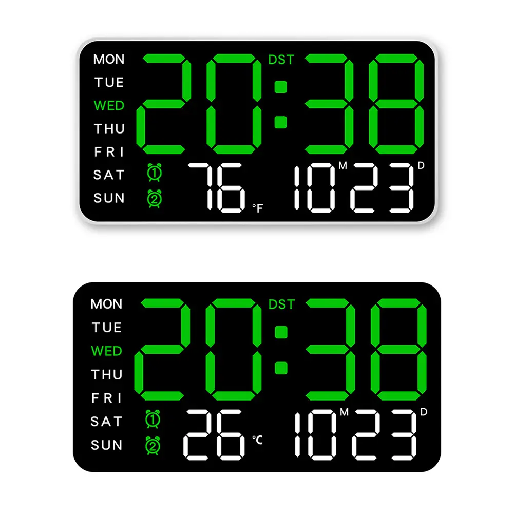 Digital Alarm Clock Electronic Wall Clock Multifunctional Boarderless Wall-mounted Clock Desk Alarm Clock for Students