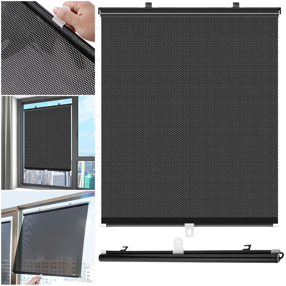 Universal Roller Blinds Easy To Install Blackout Curtain Window Sun-shading Curtains for Bedroom Home Office Bathroom