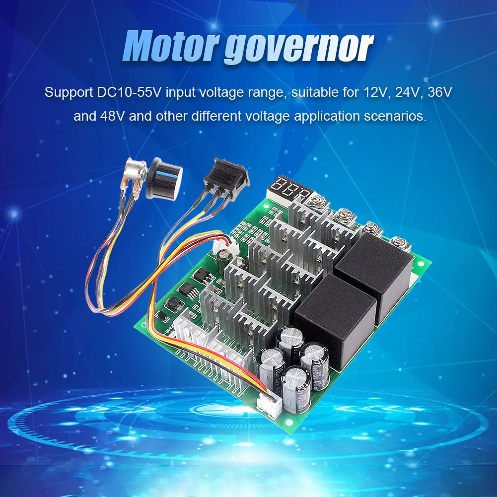 DC10V to 55V Motor Speed Controller with Digital Display and 60A Regulator for Various DC Motor Applications