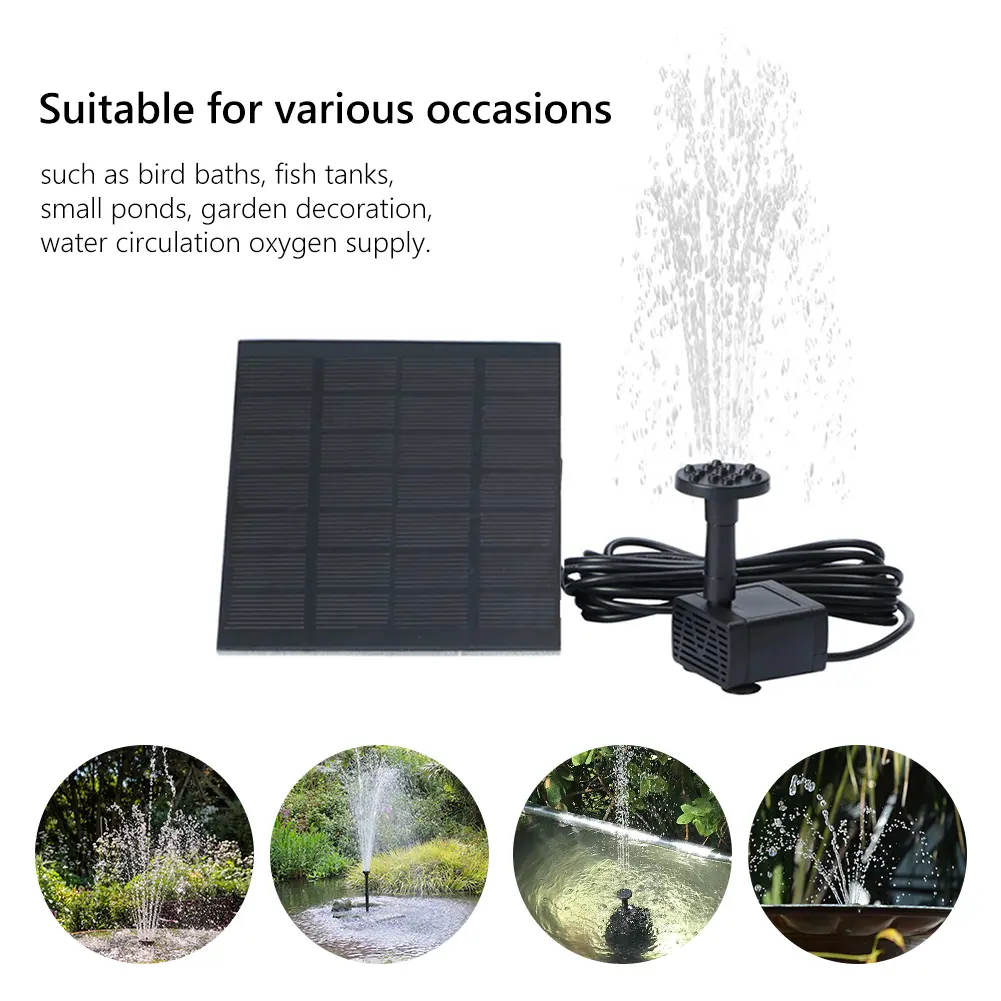 1.5W Solar Fountain Pump for Bird Bath with 6 Nozzles Solar Fountain with Panel Water Pump 200L/H for Outdoor Fish Tank Aquarium
