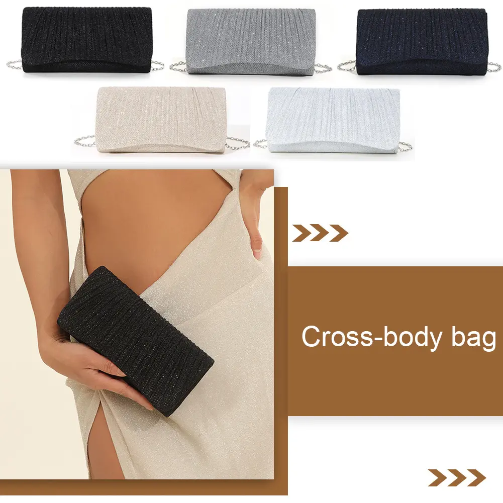 Women Shiny Crossbody Bag Elegant Giltter Sling Bag Fashion Chain Tote Handbag Chic Cocktail Wedding Clutch