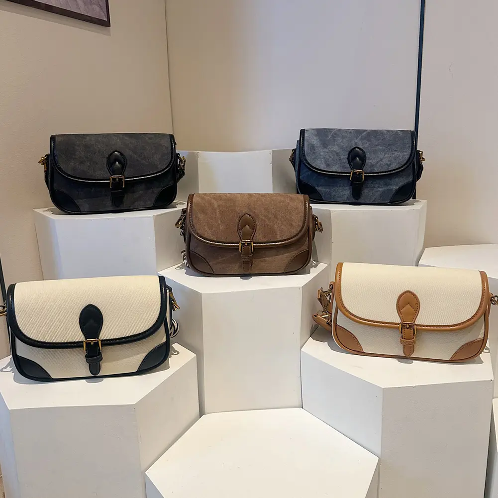 Women PU Shoulder Bag Fashion Crossbody Bag Large Capacity Casual Satchel Bag Patchwork Stylish Commuting Bag Small Square Bag