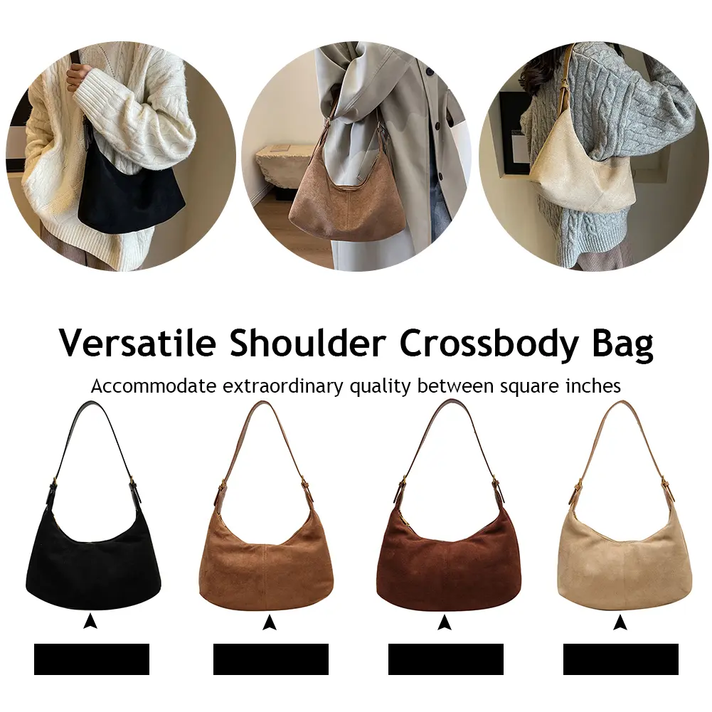Crescent Bag for Women with Inner Pocket Hobo Bag Adjustable Strap Crossbody Bag Zipper Handbag for Work Travel