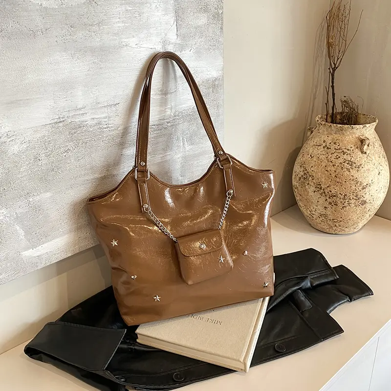 Shoulder Bag for Women Large Capacity Hobo Purse PU Leather Solid Handbag Hobo Purse Work Shopping Bag