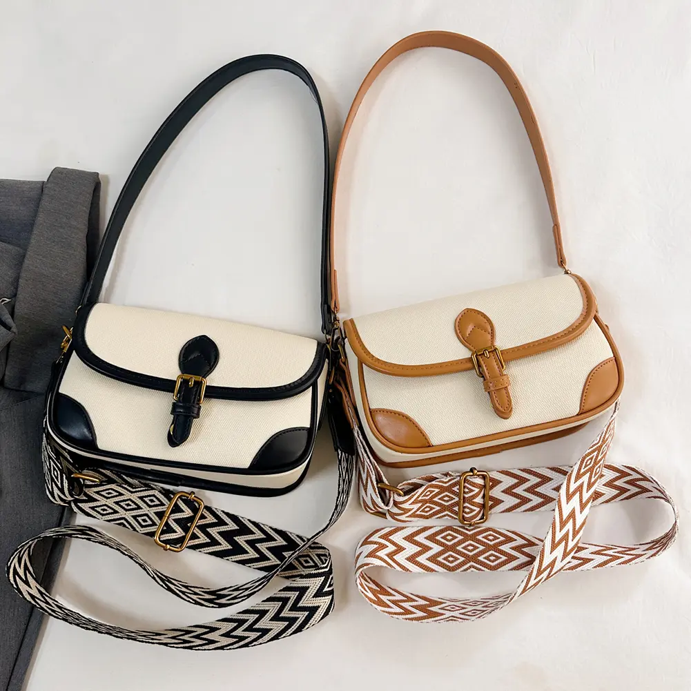 Women PU Shoulder Bag Fashion Crossbody Bag Large Capacity Casual Satchel Bag Patchwork Stylish Commuting Bag Small Square Bag