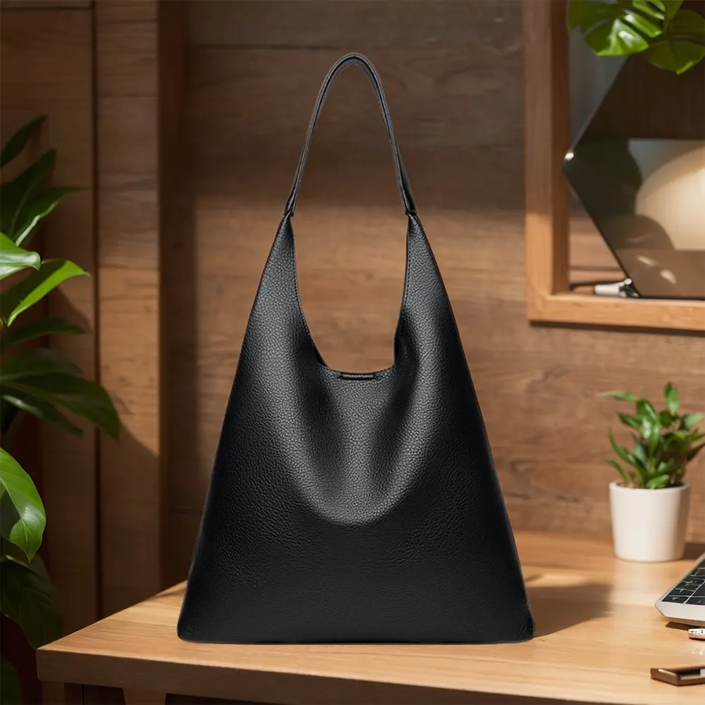 Hobo Bag for Women PU Leather Adjustable Strap Handbag Solid Underarm Bag Slouchy Tote Purse for Travel Commuting
