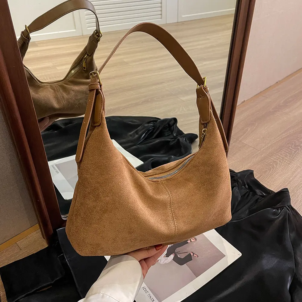 Crescent Bag for Women with Inner Pocket Hobo Bag Adjustable Strap Crossbody Bag Zipper Handbag for Work Travel