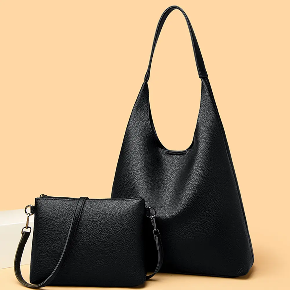 Hobo Bag for Women PU Leather Adjustable Strap Handbag Solid Underarm Bag Slouchy Tote Purse for Travel Commuting