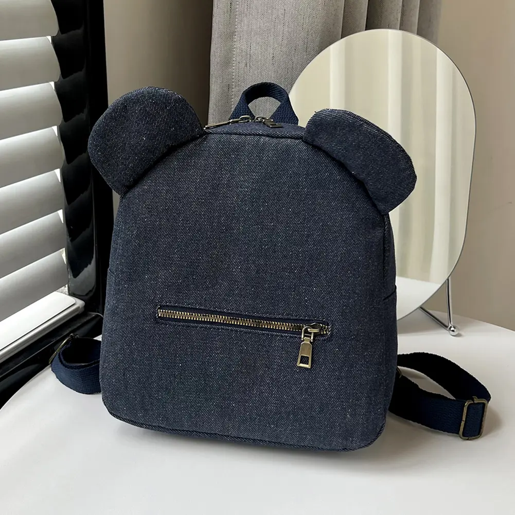 Bear Ear Backpack for Women Adjustable Strap School Bag Canvas with Waist Bag Shoulder Bag Knapsack Travel Shopping Rucksack