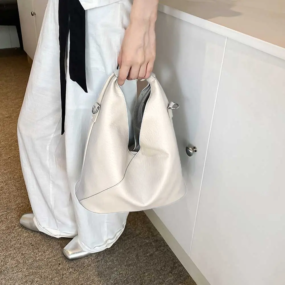 Tote Purse for Women Slouchy Shoulder Bag PU Leather Solid Hobo Bag Large Capacity for Work Travel Shopping