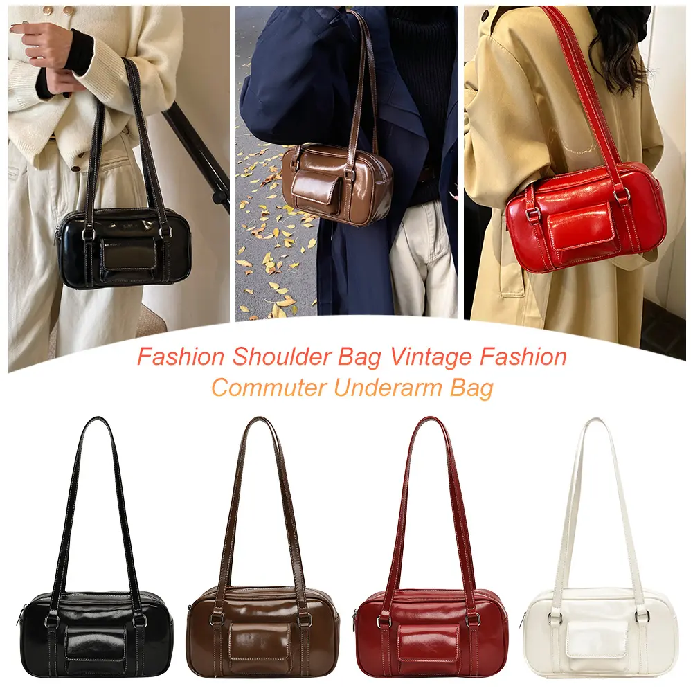 Underarm Bag PU Leather Zipper Closure Shoulder Bag for Women with Inner Pockets Handbag Tote Bag for Work Travel