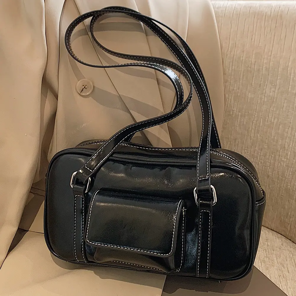 Underarm Bag PU Leather Zipper Closure Shoulder Bag for Women with Inner Pockets Handbag Tote Bag for Work Travel