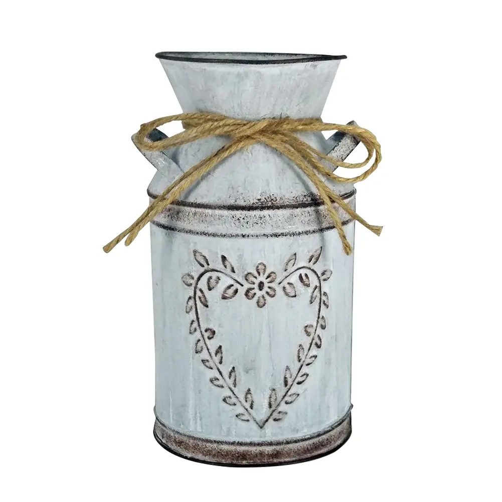 Shabby Chic Flower Vase Vintage Country Style Artificial Flowers Bucket Holder