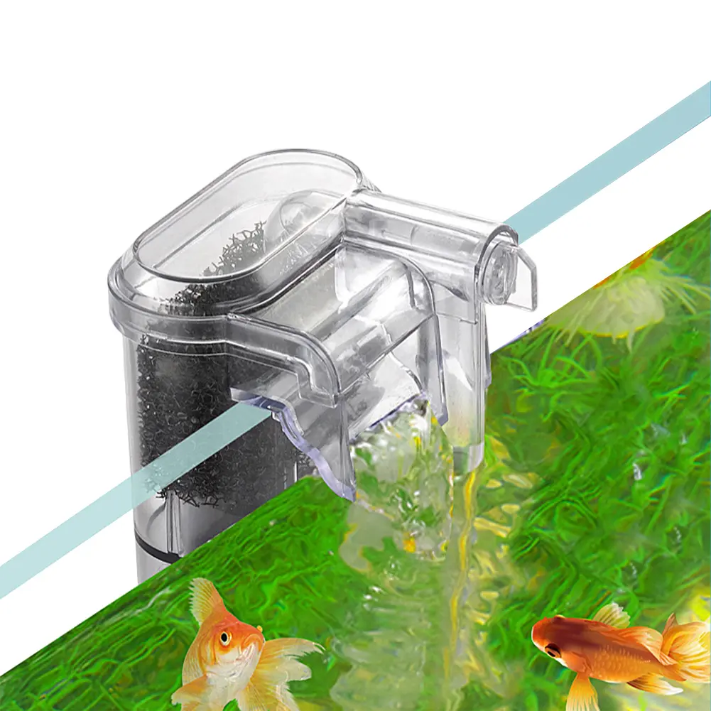 Fish Tank Suspended Filter Mini Filter Adjustable Water Flow Aquarium Hang On Filter Quiet for Freshwater Saltwater Tank