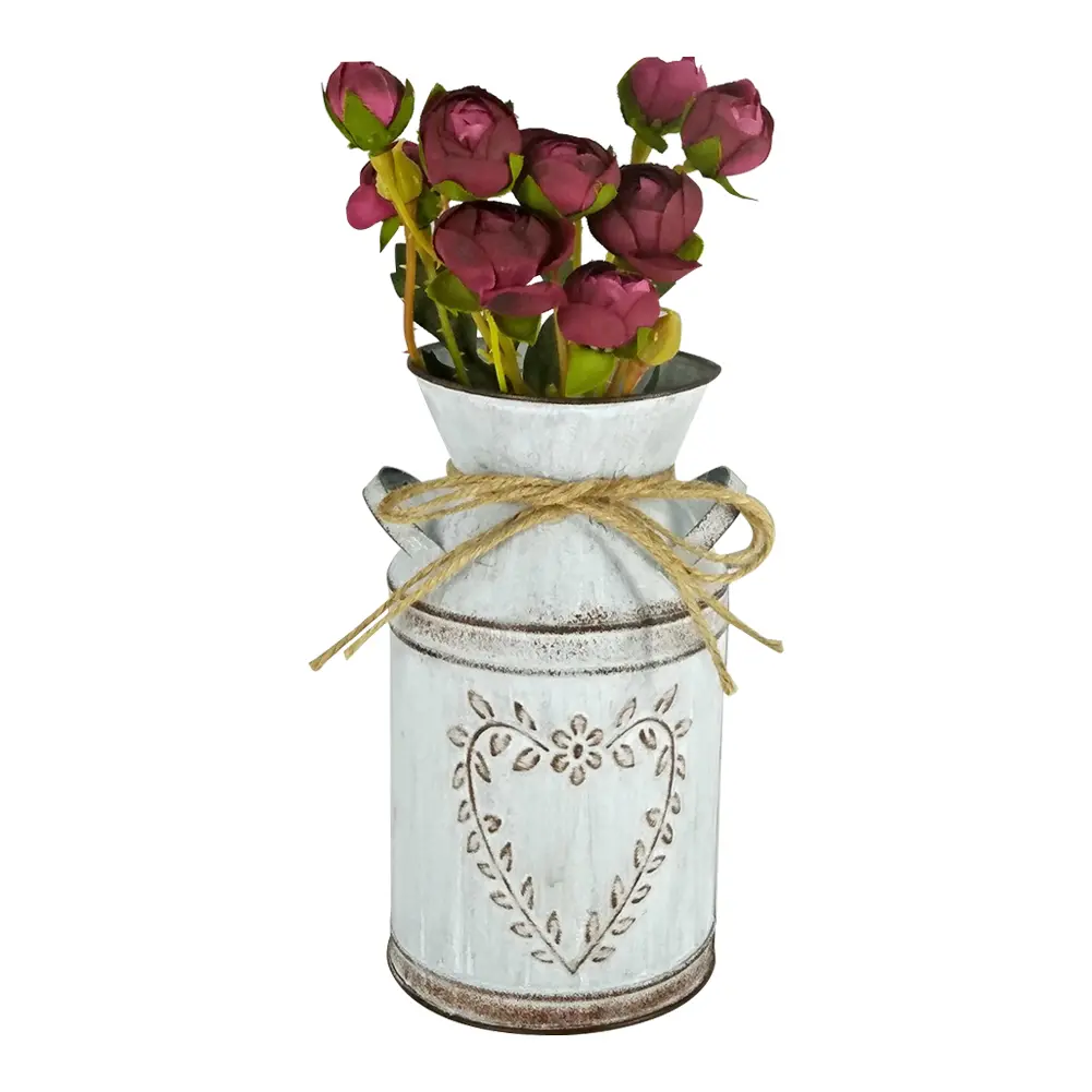 Shabby Chic Flower Vase Vintage Country Style Artificial Flowers Bucket Holder