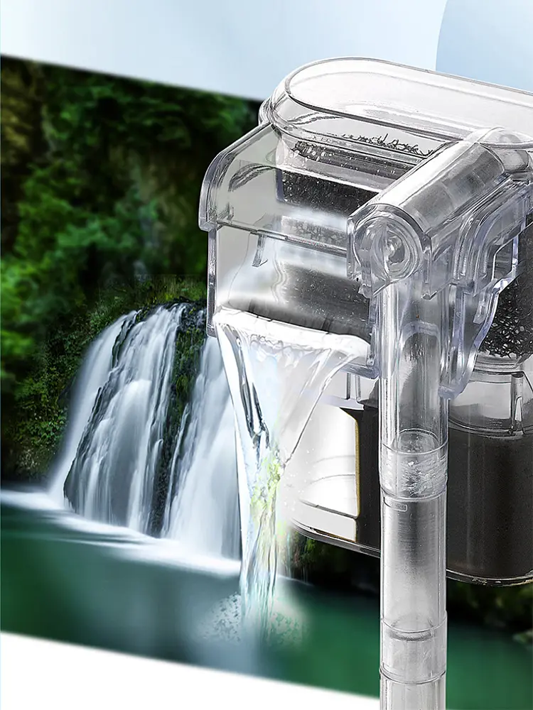 Fish Tank Suspended Filter Mini Filter Adjustable Water Flow Aquarium Hang On Filter Quiet for Freshwater Saltwater Tank