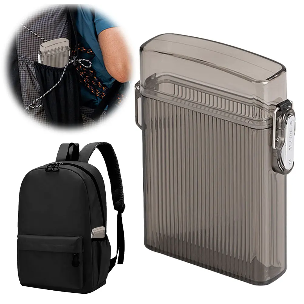6.5mm 32 Capacity Portable Cigarette Case with Nylon Whistle Cord Moisture-Proof Tobacco Storage Box for Home & Office Household