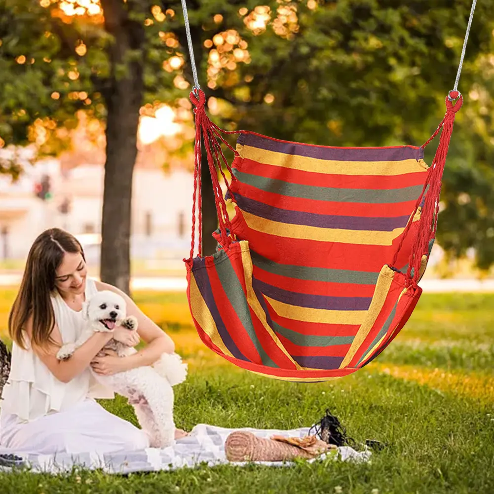 Hammock Chair Outdoor Camping Portable Boho Hammocks Swing Chairs Rope Hanging Hammock Pendant for Indoor Garden Furniture