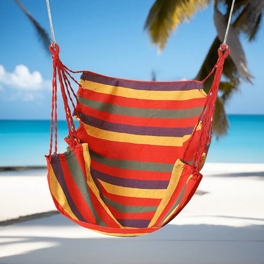 Hammock Chair Outdoor Camping Portable Boho Hammocks Swing Chairs Rope Hanging Hammock Pendant for Indoor Garden Furniture