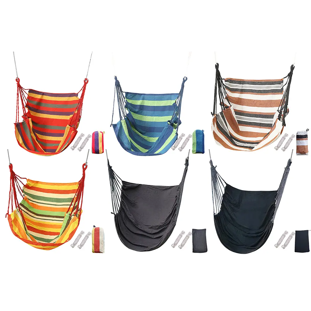 Hammock Chair Outdoor Camping Portable Boho Hammocks Swing Chairs Rope Hanging Hammock Pendant for Indoor Garden Furniture