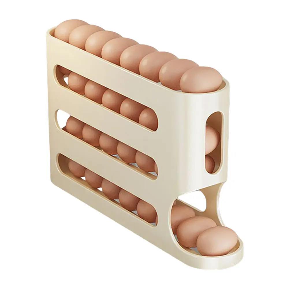 4 Layers Auto-Rolling Egg Dispenser Large Capacity Refrigerator Egg Dispenser Refrigerator Egg Storage Box for Fridge Countertop
