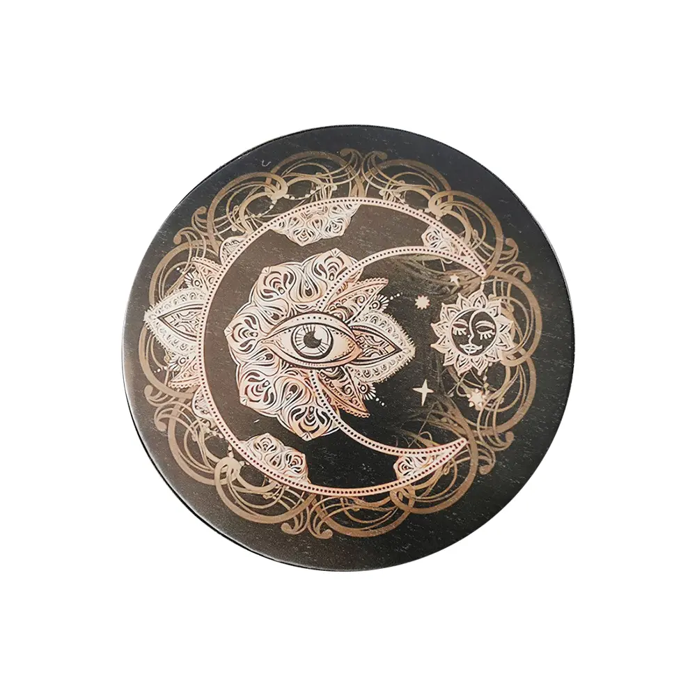 Alchemical Moon Drum Desktop Ornament Fashion Shaman Drum Tree of Life Sound Healing Tool for Spiritual Music Meditation